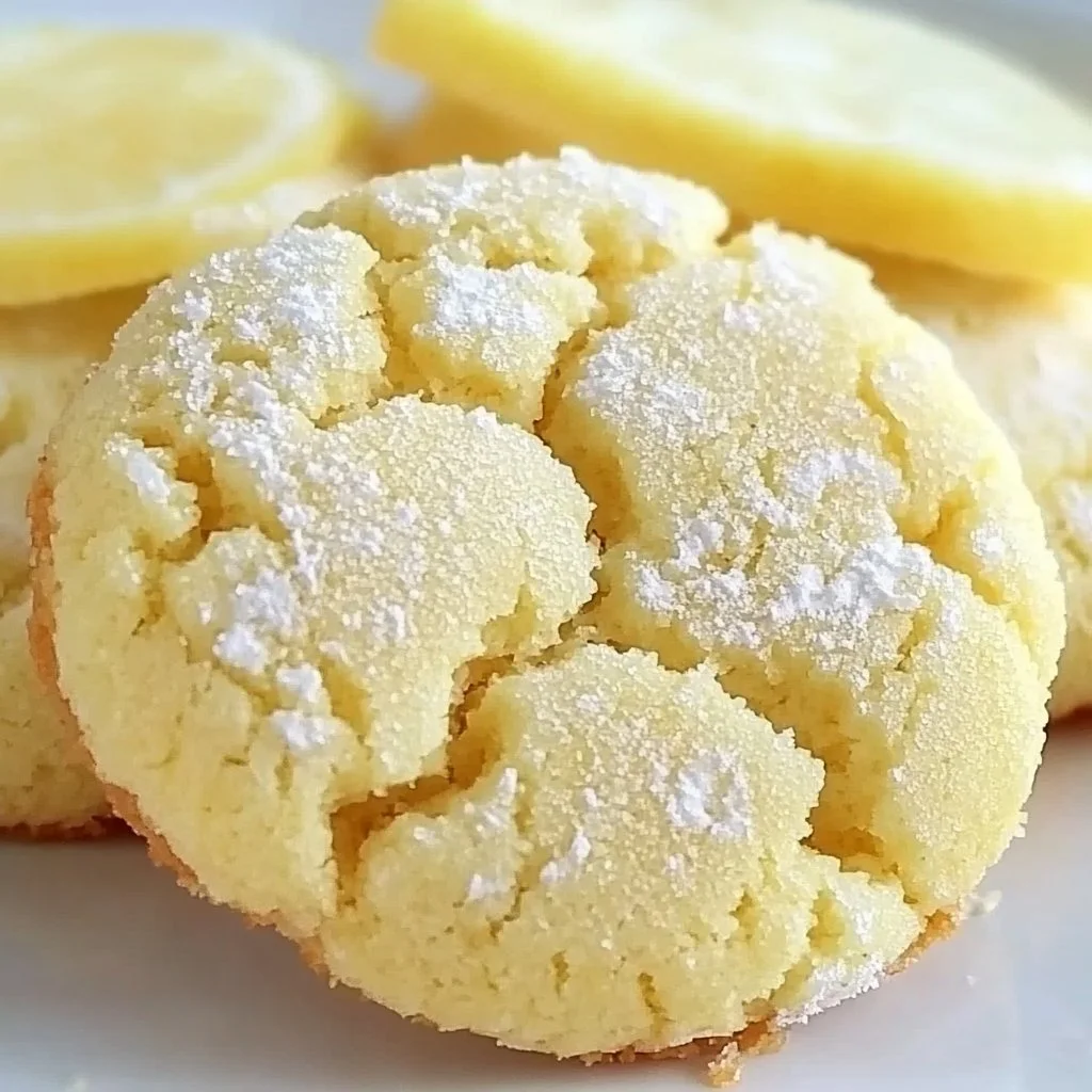 Delicious homemade Lemon Cake Mix Cookies on a plate