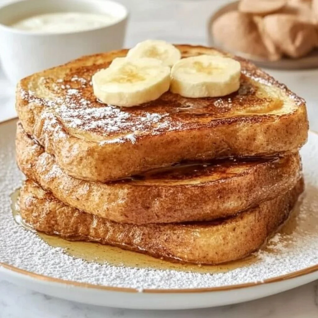 Delicious Protein Powder French Toast served with fresh fruits and syrup