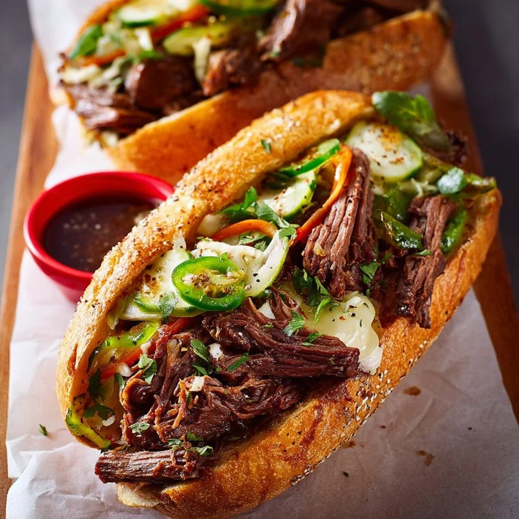 Delicious shredded beef sandwiches ready to be served